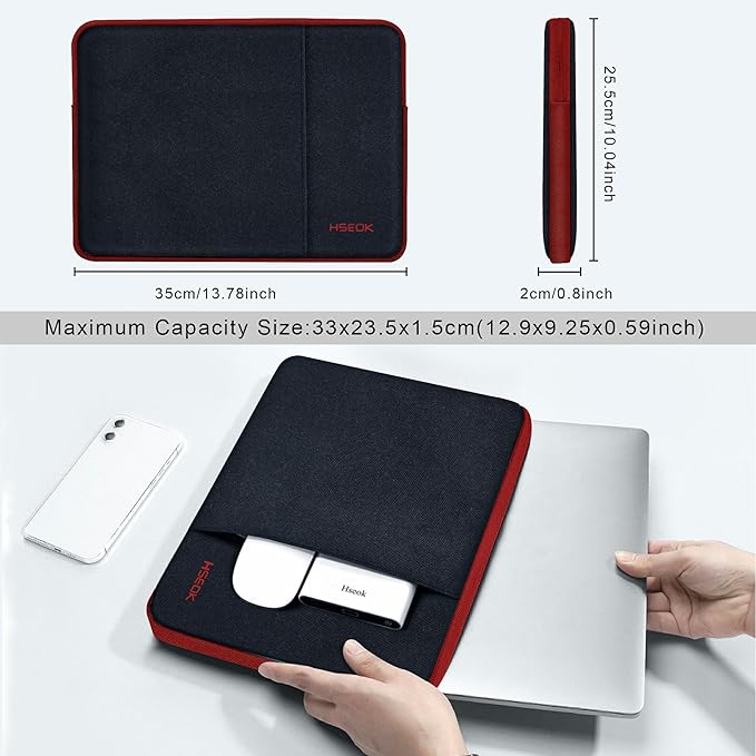 Hseok Laptop Case 13.3 Inch Sleeve Recycled Water Resistant Cover for MacBook Pro 14" M4 M3 M2 M1 and All Model 13.3" Mac Air/Pro, XPS 13 14 and Most Popular 13"-14" Notebooks,B02K02