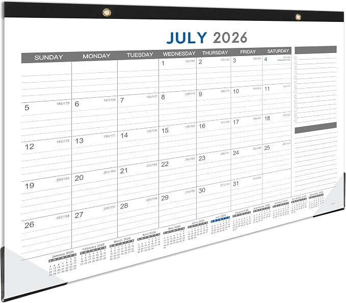 2026-2027 Desk Calendar - July 2026 - Dec 2027, 18 Months Calendar Pad with Black Corner Protectors, 17" x 12", Large Ruled Blocks, Large Office Desk Top Calendar