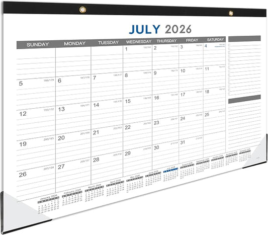 2026-2027 Desk Calendar - July 2026 - Dec 2027, 18 Months Calendar Pad with Black Corner Protectors, 17" x 12", Large Ruled Blocks, Large Office Desk Top Calendar
