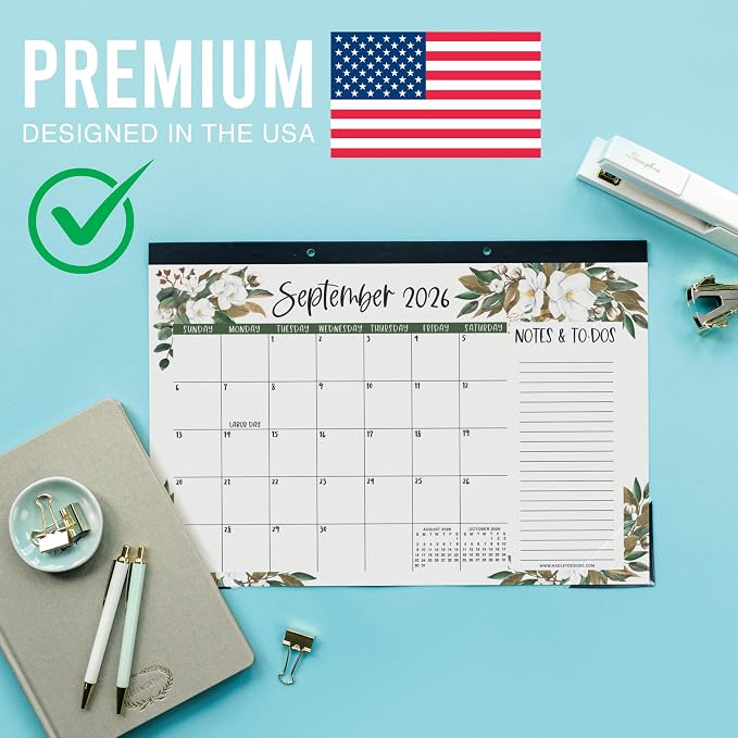 Hadley Designs Large Teacher Desk Calendar 2026-2027 - Desktop Calendar 2026, 18-Month Desk Calendars for Home, Office & Classroom, Cute Classroom Must Haves, Back to School Teacher Gifts