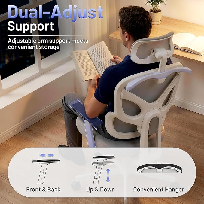 AreShark Ergonomic Office Chair - High Back Breathable Mesh Desk Chair with Lumbar Support & Adjustable Headrest - Rolling Swivel Reclining Comfy Computer Gaming Chair with 2D Armrests for Home Office
