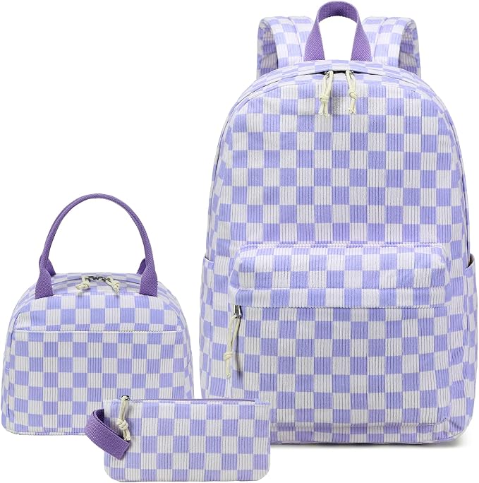 LEDAOU Kids Backpack for Girls Backpacks with Lunch Box, Lightweight Bookbag Set Elementary Middle School Back pack for 8-14