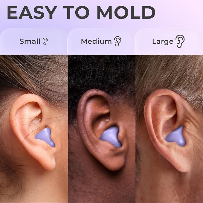 Peace&Quiet PQ Wax Ear Plugs for Sleeping, Swimming - 50 Soft Noise Cancelling Silicone Gel Wax Earplugs for Sleep and Swimmers, Ear Protection with Sound Blocking Level of 32 Db, Lavender