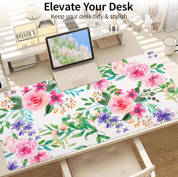 Large Desk Mat, Desk Matt for Desktop, Women Girls Waterproof Large Keyboard Pad, Cute Computer Mat for Office Work/Home/Decor/Desktop Accessories (35.4"x16.9")