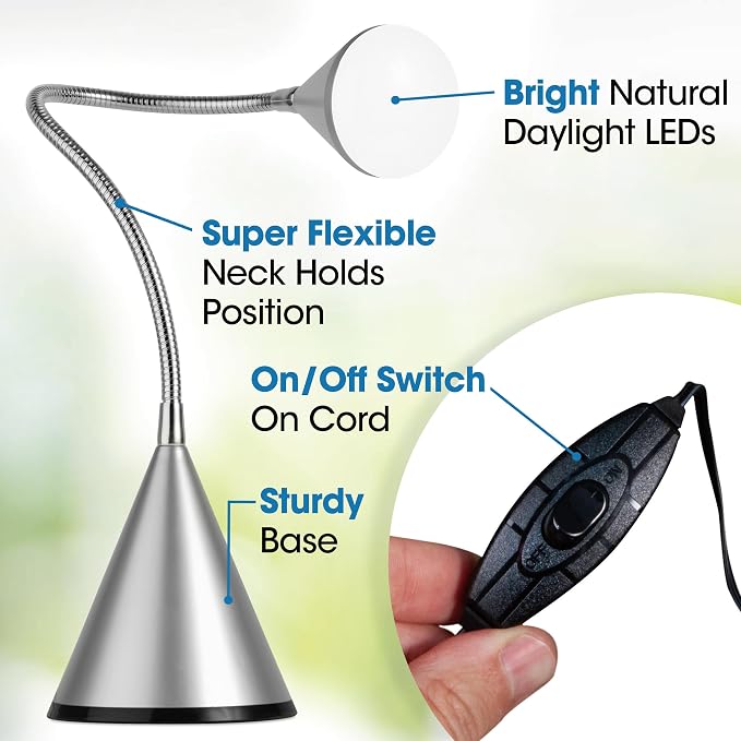 OttLite LED Cone Desk Lamp, Silver