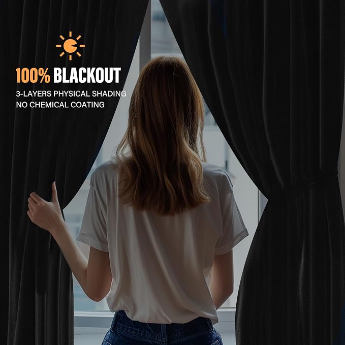 MaKefeile Room Divider Curtains with Flexible Ceiling Curtain Tracks Set,100% Blackout Floor to Ceiling Curtains Patio Sliding Door Curtains (Beige Drape & Black Rail W 10 × H 9 FT)