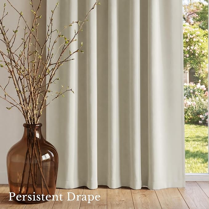 NICETOWN Window Treatment Thermal Insulated Rod Pocket Room Darkening Curtains/Drapes for Bedroom (Bone White, 2 Panels, W42 x L63 inches)