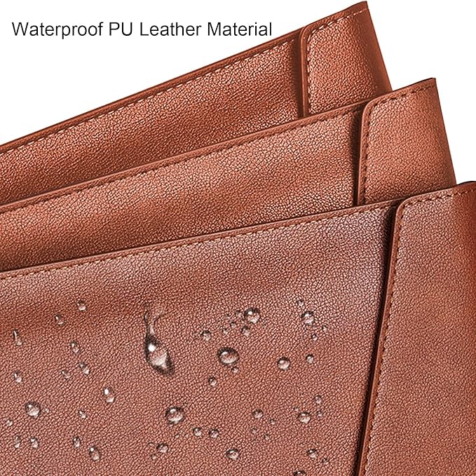 VANRA 1 Piece PU Leather File Folders A4 Document Holder File Envelope Waterproof Portfolio Filing File Organizer for Letter Size with Snap Button Closure, Brown