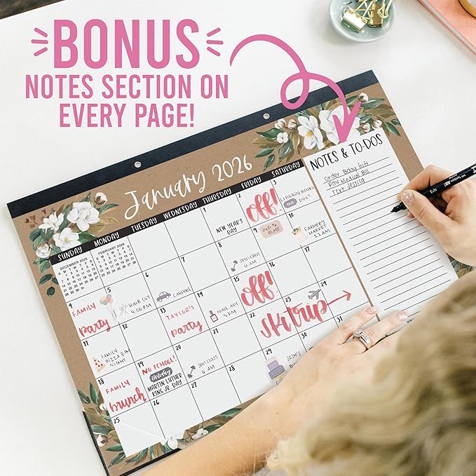 Hadley Designs Large Teacher Desk Calendar 2026-2027 - Desktop Calendar 2026, 18-Month Desk Calendars for Home, Office & Classroom, Cute Classroom Must Haves, Back to School Teacher Gifts