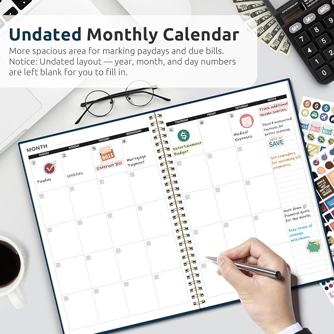 Budget Planner - Monthly Budget Book with Expense Tracker Notebook, Undated Bill Organizer & Finance Planner to Take Control of Your Money, Account Book to Manage Your Finances-Golden Flutter