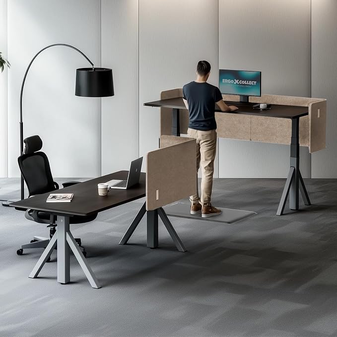 Desk Privacy Panel,2PCS L-Shaped Clamp-On Office Desk Divider,2-in-1 Adjustable Acoustic Desktop Partition Or Under Desk Modesty Panel,for Office,Home,Felt(Dark Camel, 47.2" x 17.7")