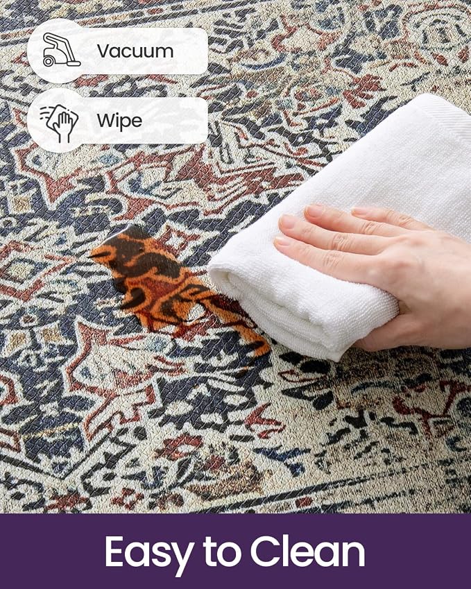 DEXI Kitchen Mats for Floor Cushioned, 23x59 Wide Runner Rug Non Slip, Waterproof Soft Comfort Standing Padded Anti Fatigue Decorative, Blue Red