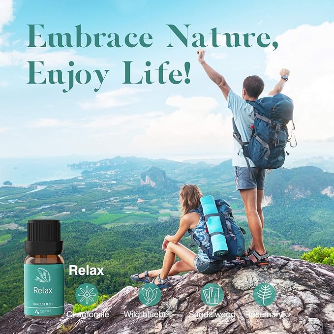 ASAKUKI Essential Oils, Essential Oil for Diffusers for Home, Well-Being Kit- Calm Mind, Sweet Dreams, Happy, Relax, Air Freshening, Immunity for Aromatherapy, Humidifiers, Massage, 6x10ml