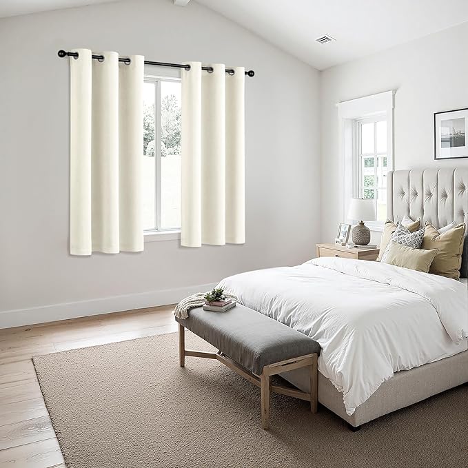 MIULEE Blackout Curtains for Bedroom Living Room 2 Panels, Thermal Insulated Room Darkening Drapes Grommet Noise Reducing Light Blocking Window Treatments 54 Inches Long 40x54 Inch Cream