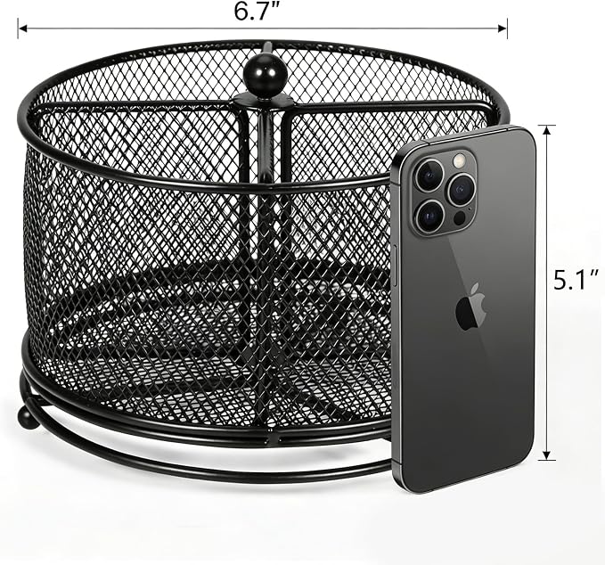 Rotating Pencil Holder for desk,Desk Pen Organizer | 360-Degree Rotating Pen Holder,Mesh Pen Holder for desk,4 Compartments,for Art Supplies/Marker /Desk Organizer