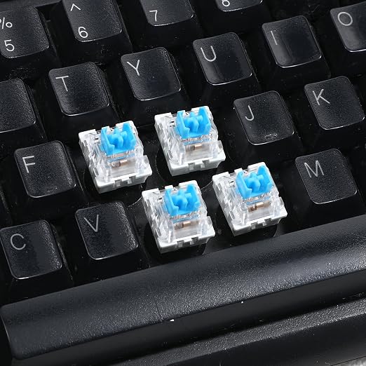 Mechanical Keyboard Switches, 72 Pcs 3 PIN Blue Keyboard Clicker Replacement Dustproof Waterproof Keyboards Clicky Switches for Most Gaming Keyboards