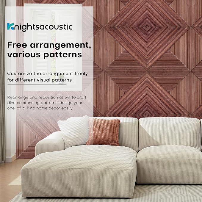 8Pack Acoustic Wall Panels, Wood-Pattern Art Sound Proof Foam Panels For Walls, Decorative Acoustic Panels Sound Absorbing, Self-Adhesive Sound Dampening Panels For Studio Home, 23.62 X 23.62 Inches