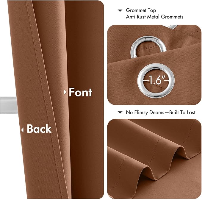 MIULEE Blackout Curtains for Bedroom Living Room 2 Panels, Thermal Insulated Room Darkening Drapes Grommet Noise Reducing Light Blocking Window Treatments 63 Inches Long 40x63 Inch Sun Baked