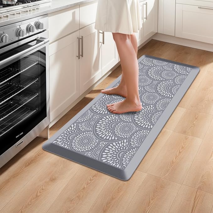 Mattitude 4/5 Inch Kitchen Mat, 17.3x39in Heavy Duty Ergonomic Comfort Foam Standing Desk Mat, Waterproof Non-Slip Standing Mats and Rugs for Kitchen, Office, Grey