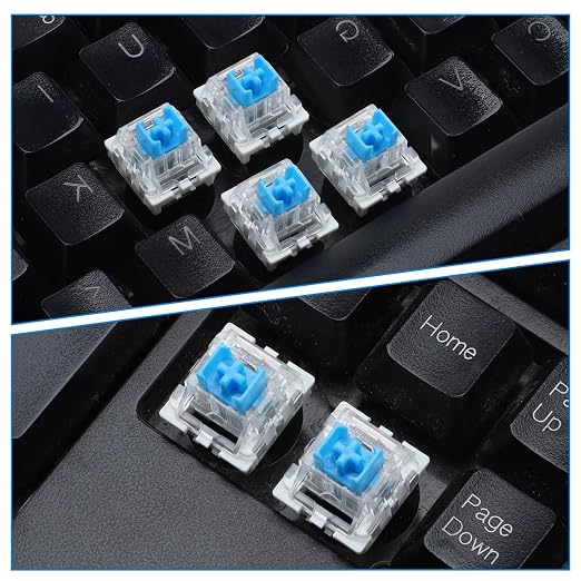 50 PCS Keyboard Switch Blue Mechanical Keyboard Switches 3 Pin Pre-Lubricated Clicky Switches with Remover Tool Dustproof and Waterproof Keyboards Accessories for Mechanical Gaming Keyboards