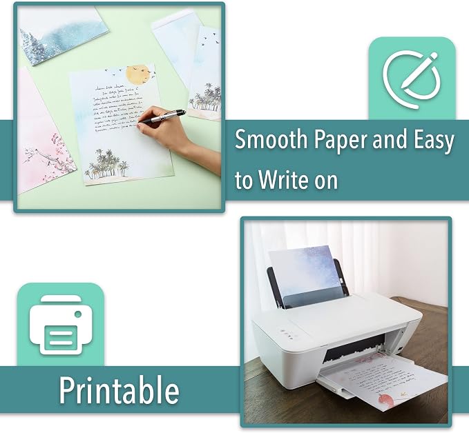 Mr. Pen- Stationery Writing Paper Set with Envelopes, 7.3" x 10" | 30 Letter Sheets & 18 Envelopes, Smooth Printable Letter Paper for Handwritten Notes, Personal Letters, Invitations