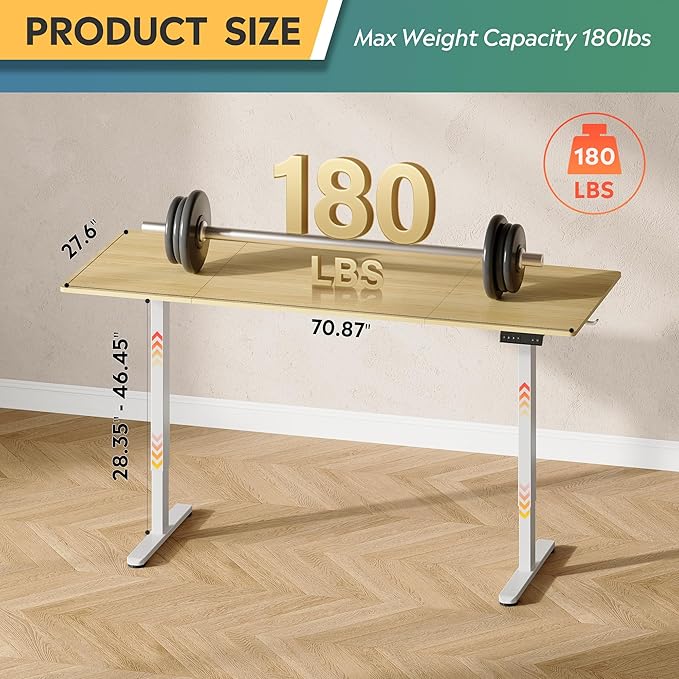 DEVAISE 71 Inch Standing Desk with Split Top, Ergonomic Computer Desk, Maple