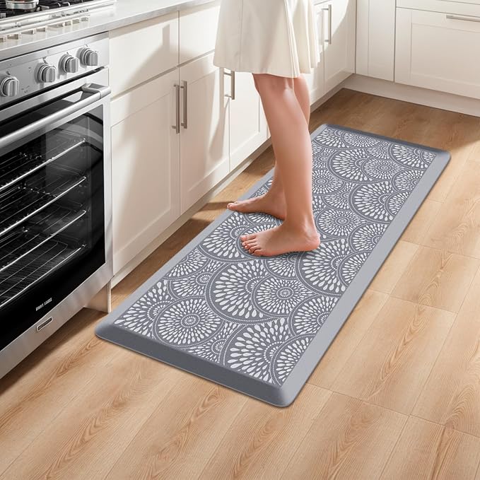 Mattitude Kitchen Mat, 17.3x39in Heavy Duty Ergonomic Comfort Foam Standing Desk Mat, Waterproof Non-Slip Standing Mats and Rugs for Kitchen, Office, Laundry, Grey