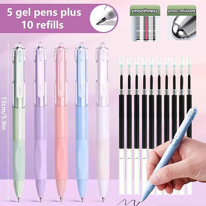 Ristpal 56 PCS Aesthetic School Supplies with Large Pencil Case, 24 Double Brush Marker Pens, 5 Black Ink Gel Pens, 6 Macaron Pencils, 4 Sharpeners, Sticky Notes, Ruler, Erasers, Stationery Gift