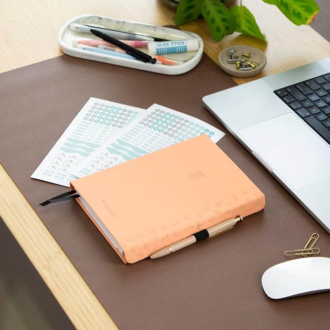 AT-A-GLANCE Wellness Journal, Undated Planner Weekly & Monthly, Self-Care Tracker for Mental & Physical Health, 5-3/4" x 8-1/4", Foundation, Peach (FDH-200)