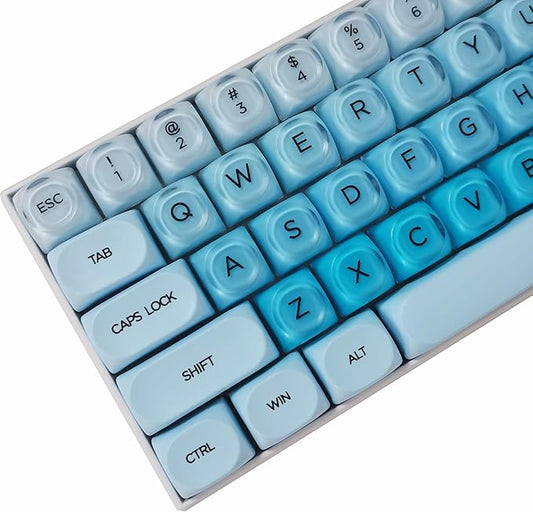 Guffercty kred Jelly Keycaps, 132pcs Cute PBT Keycaps HOA Low Profile Round Custom Keycaps for 60%/65%/75%/80%/96%/100% Mechanical Gaming Keyboards(Blue Sky)