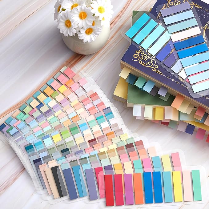 ReliThick 4400 Pcs Annotation tabs Sticky Tabs for Books Transparent Sticky Notes 22 Color Writable Page Markers Book Flags Strip for Annotating Reading Supplies Bookish Gift