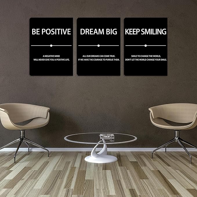 Halioyo Motivational Wall Art, 12 x 16 Inch Inspirational Canvas Wall Art for Office, Positive Affirmations Picture Paintings for Living Room Bedroom Classroom Dorm - 3pieces