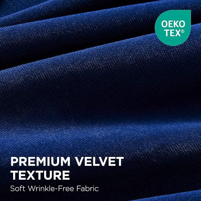 Joydeco Royal Blue 100% Blackout Curtains 84 Inch 2 Panels, Luxury Thermal Royal Blue Velvet Curtains for Bedroom Living Room, Soundproof Blackout Window Drapes, Grommet Top (52W x 84L)