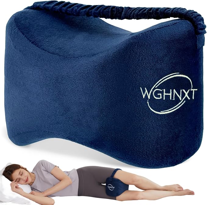 Knee Pillow for Side Sleepers,Memory Foam Leg Pillow with Strap,Between the Knees Pillows for Side Sleeping,Support Cushion for Sciatica,Back,Hip,Knee,Joints and Spine Alignment,Navy