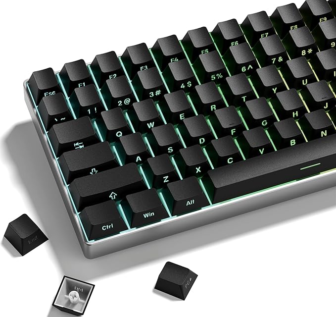 dagaladoo Black keycap Set,Shine Through Keyboard caps South Facing, Japanese Style Double Shot PBT Key caps,OEM Profile Custom keycaps for Mechanical Keyboards(only keycap)