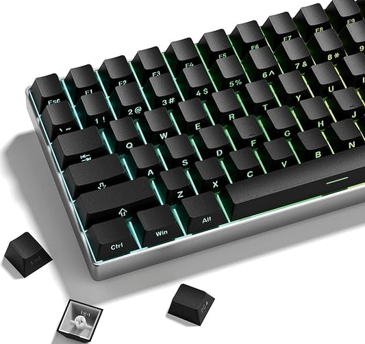 dagaladoo Black keycap Set,Shine Through Keyboard caps South Facing, Japanese Style Double Shot PBT Key caps,OEM Profile Custom keycaps for Mechanical Keyboards(only keycap)