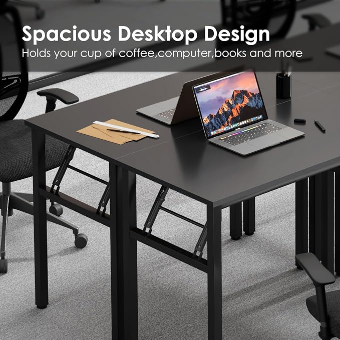 Need Office Computer Desk -35.8 L Sturdy and Heavy Duty Folding Laptop Table,Writing Table/Home Office Desk/Sewing Table, No Assembly Required, White & White Frame