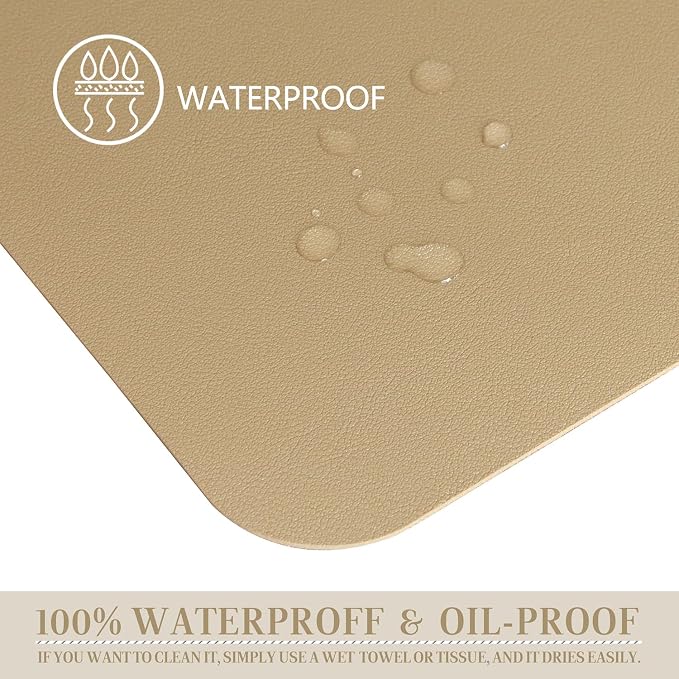 HofferRuffer Desk Pad, Office Desk Protector Mat, Waterproof Desk Mat for Desktop, Dual Side Use Faux Leather Desk Pad for Keyboard and Mouse for Office and Home (Gold+Cork, 31.5" x 15.8")