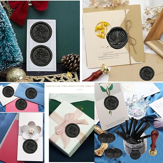 Wax Seal Kit, Atopbb Black 20Pcs Sealing Wax Sticks with Glue Gun Great for Wax Seal Stamp, Wax Seal Sticks Used for Wedding, Invitations and Gift Wrapping (20, black)