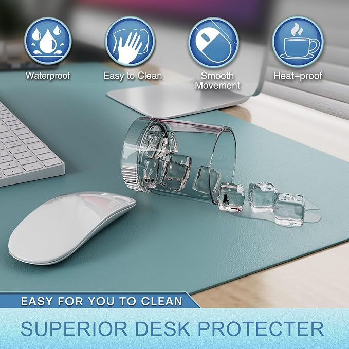 K KNODEL Desk Protector Mat and Pad for Office (Sky Blue, 15.7"x31.5") | Waterproof Desk Mat, Desk Pads and Blotters, Desktop Mat, Desk Protector and Cover, Office Computer, Laptop and Keyboard Mat