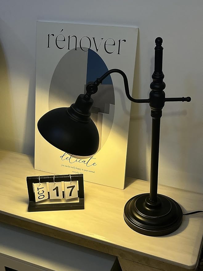 2 Pack Industrial Desk Lamp with 2 USB Charging Port,Black Metal Table Lamp,Adjustable Head Lamp with USB Port for Office Living Room Dorm Farmhouse Reading