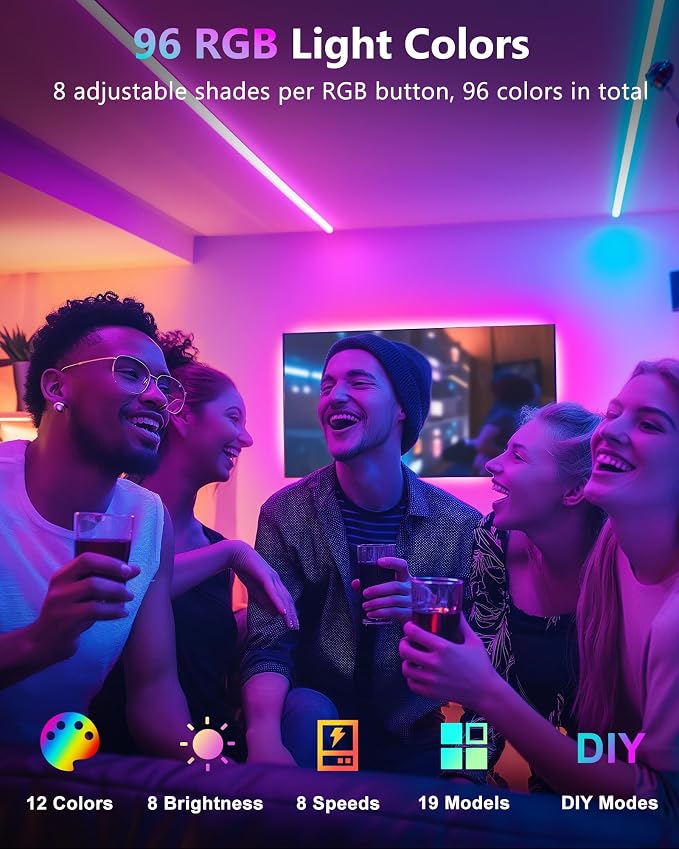 HitLights LED Strip Lights, Small LED Light Strips Dimmable, RGB 5050 Color Changing LED Tape Light with Remote and UL-Listed Adapter for TV Backlight, Bedroom, Cabinet Shelf Display