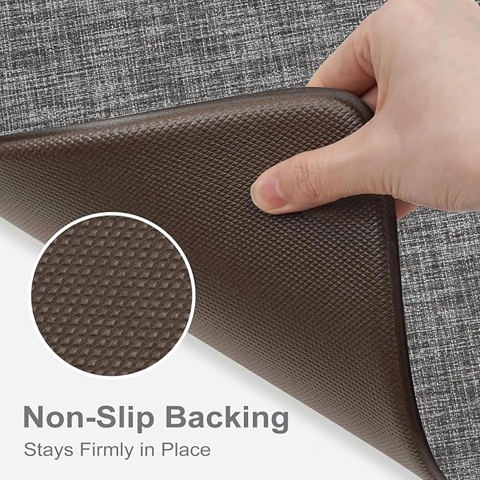 Collive Kitchen Mats for Floor 2PCS, Cushioned Anti Fatigue Mat Waterproof Kitchens Sink Rug Non Slip, Modern Comfort Standing Mat for Desk, Bar, Home Decor, 17"x47"+17"x29", Dark Grey