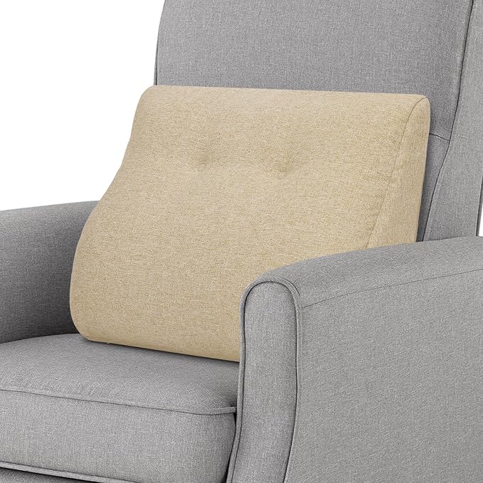 baibu Lumbar Support Pillow for Recliner, Large Memory Foam Dual-Layer Patent Design Back Support Cushion for Sofa & Gaming Chair, Ergonomic Lumbar Pillow with Machine Washable Cover, Beige