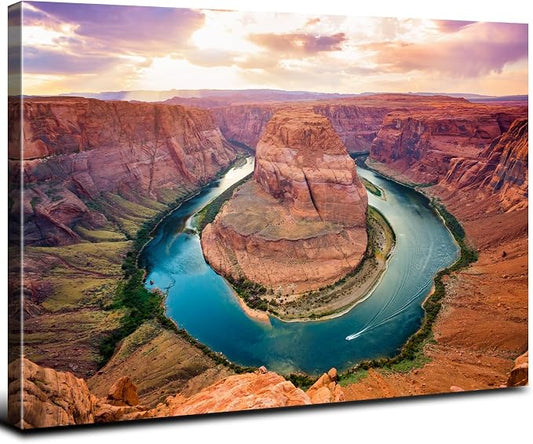 Sunset Grand Canyon River Canvas Wall Art Colorado National Park Arizona Landscape Wall Decor Bedroom Nature Scenery Poster Prints Artwork Living Room Hallway Modern Home Decoration 24x36"