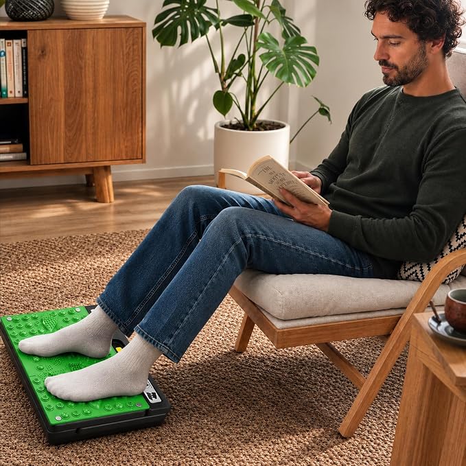 Footrest Under Desk，Height Adjustable footrest with Reflexology Pad | Foldable Ergonomic Foot Stool for Muscle Tension Relief, Suitable for Office, Home & All-Season Use(Green)