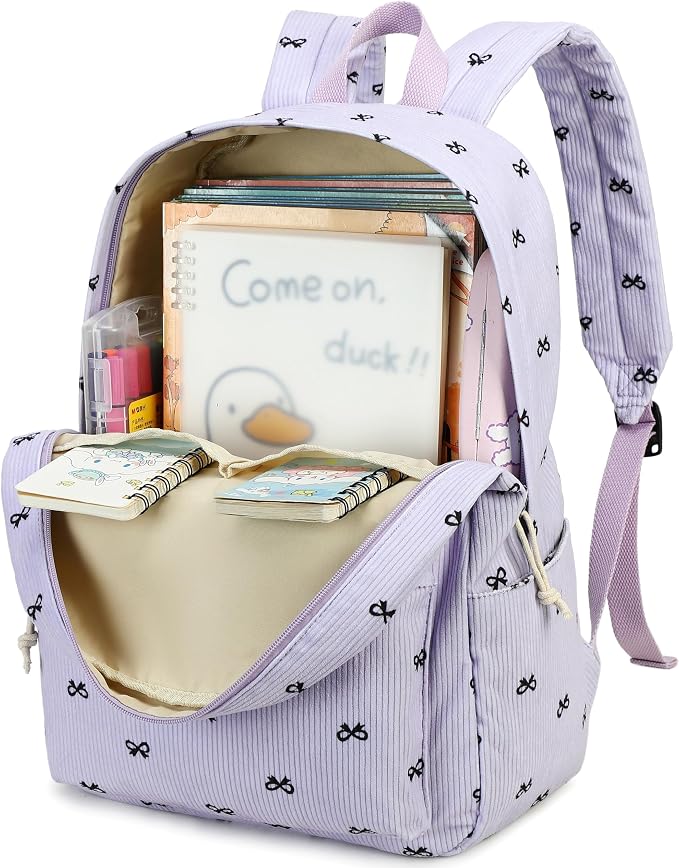 LEDAOU Kids Backpack for Girls Backpacks with Lunch Box, Lightweight Bookbag Set Elementary Middle School Back pack for 8-14