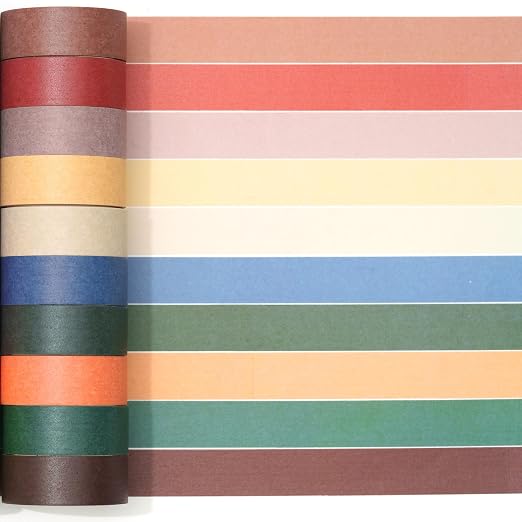 YUBBAEX 20 Rolls Solid Colors Washi Tape Set Pastel Colored Masking Rainbow Decorative Tapes, Designer's Selection
