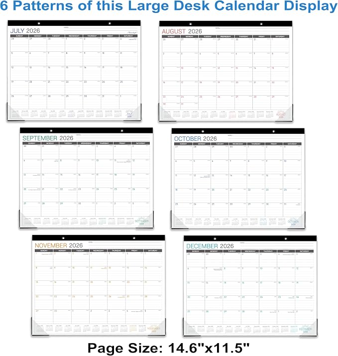 2027 Desk Calendar - Desk/Wall Calendar 2026-2027, Jul 2026 - Dec 2027, 26-27 Calendars 18 Month, Desk Calendars with Corner Protectors, Large Ruled Blocks, Thick Paper, Colorful, 14.6" x 11.5", Desktop Calendar for Daily Organizer