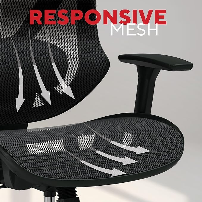 Staples Dexley Ergonomic Mesh Office Chair - Adjustable Height, Swivel Tilt, Lumbar Support, Black